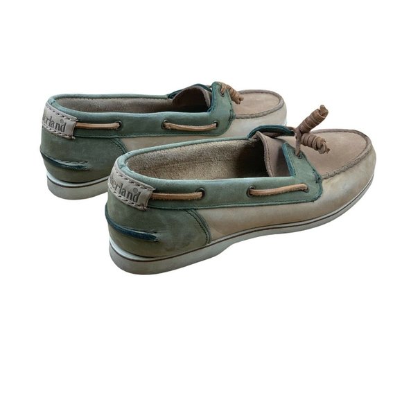 TIMBERLAND Brown AND Green SUEDE TOP-SIDER DECK BOAT SHOES WOMENS Size 8 M FLATS - Picture 10 of 12